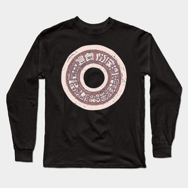 Pok Ta Pok - Stone Hoop - Mayan Ball Game Long Sleeve T-Shirt by DeWinnes